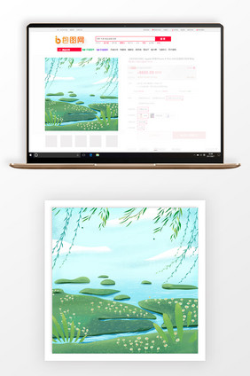 手绘清新春季旅游风景淘宝直通车背景