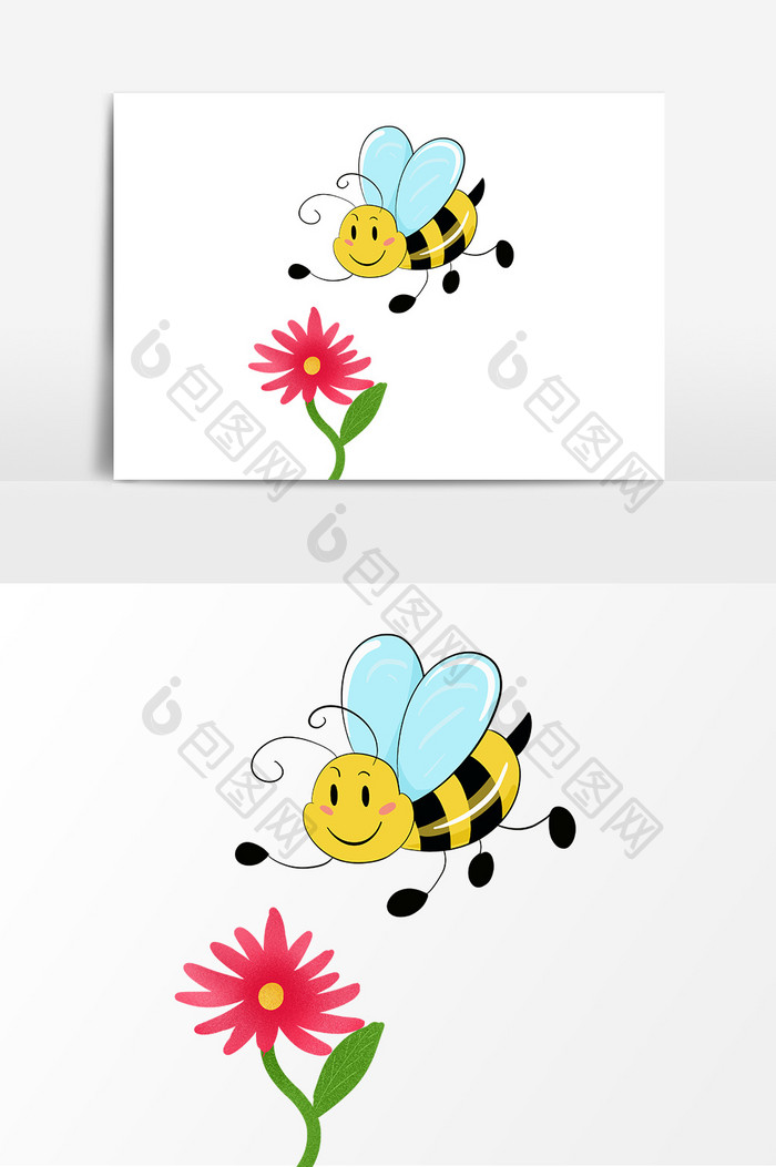 蜜蜂采蜜手绘装饰元素