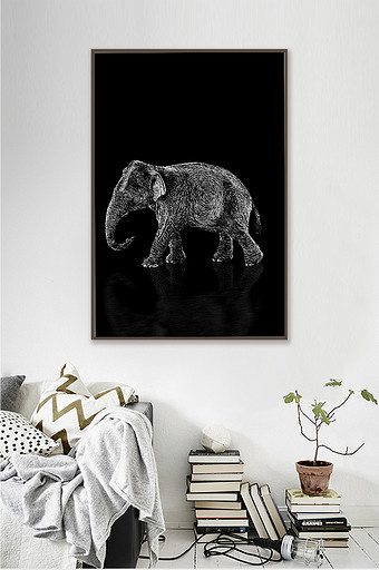 简约大象动物装饰画图片