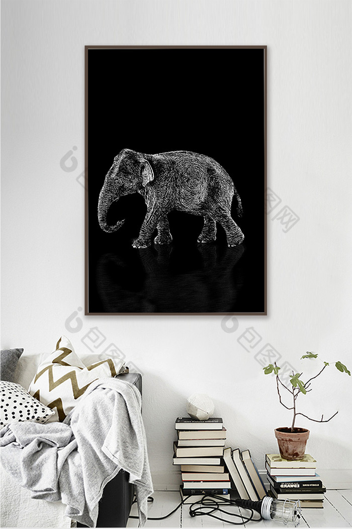 简约大象动物装饰画图片图片