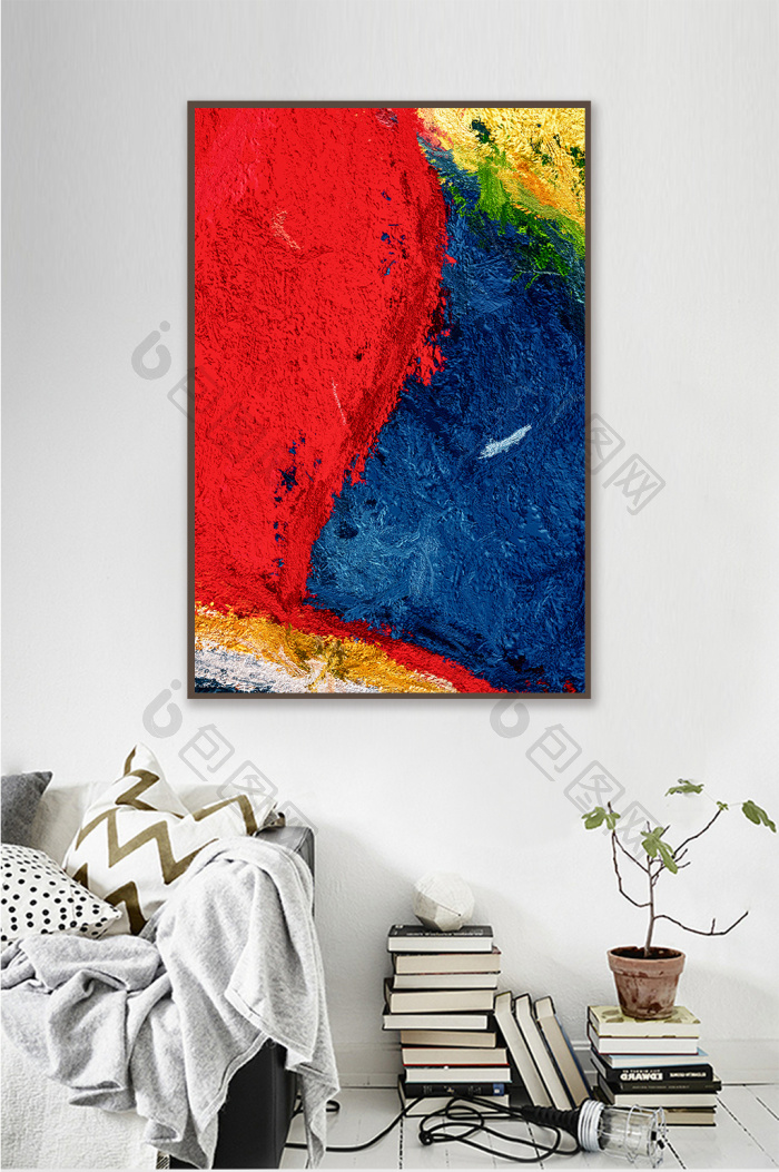 抽象简约色块肌理装饰画-抽象简约色块肌理装饰画效果图-【包图网】
