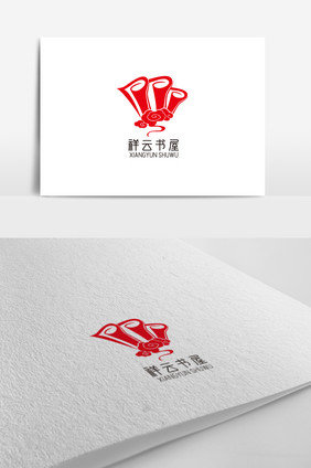 传统红色大气书logo设计