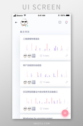 商务办公任务分配柱状图UI移动界面