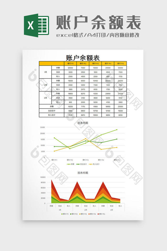 账户余额表excel模板