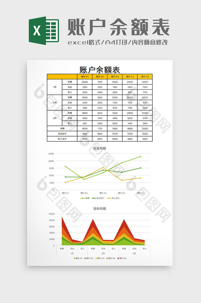 账户余额表excel模板图片图片