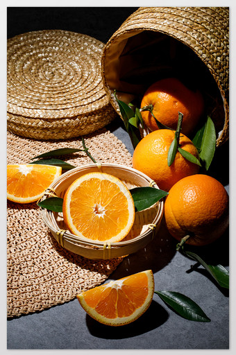 暗调复古橙子创意场景摄影图片