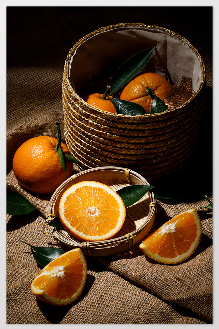 复古典雅大气橙子创意场景摄影图片
