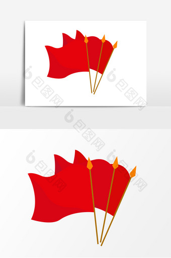 手绘旗帜劳动节元素设计图片