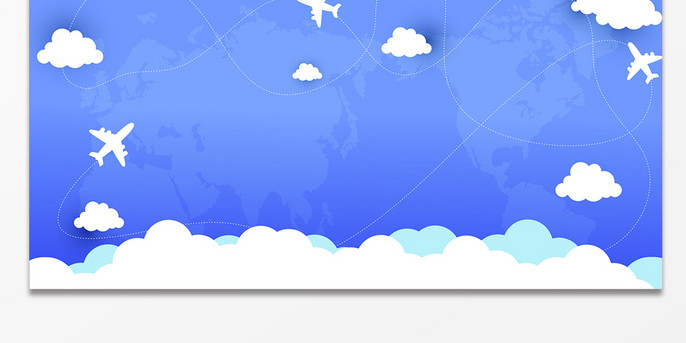 天空卡通手绘简笔画假日旅行儿童节