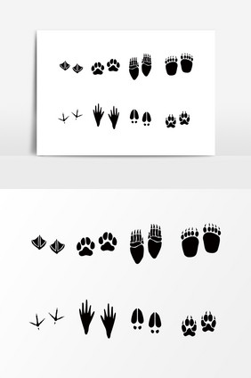 手绘动物脚印元素设计