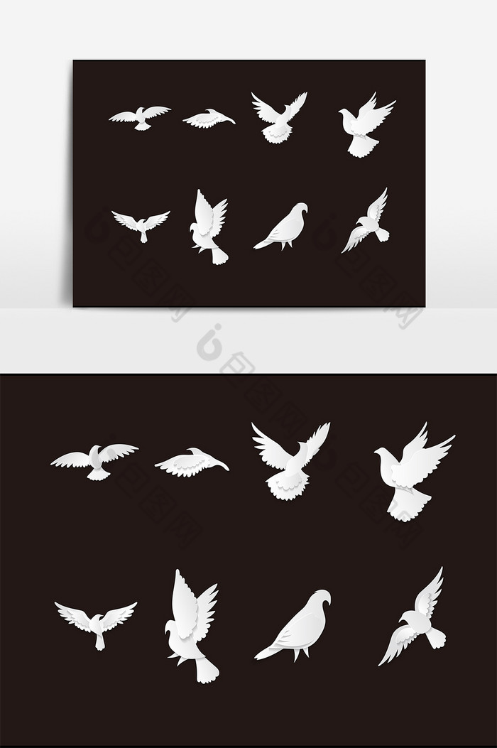 鸟类白鸽矢量图和平鸽矢量图图片