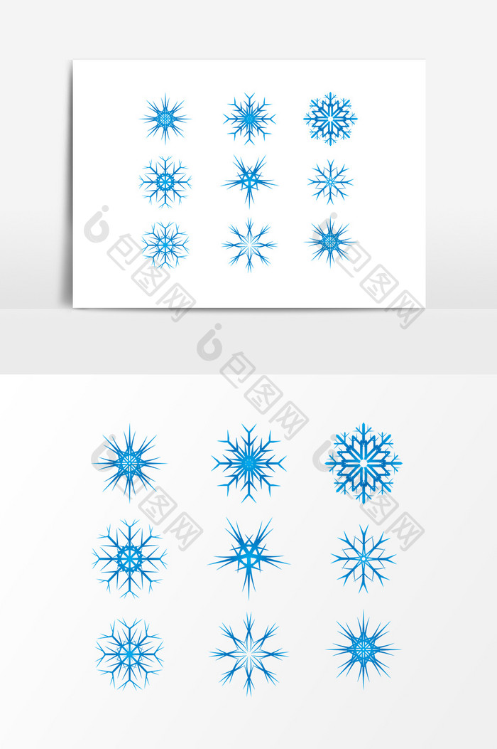 蓝色冬季雪花装饰素材