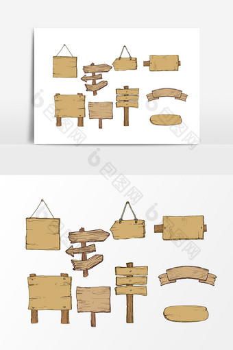 手绘木质广告牌设计素材图片