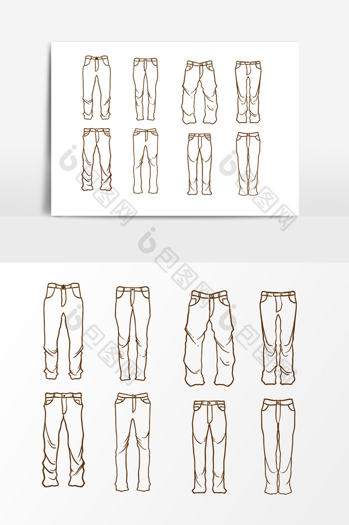 线描裤子设计素材图片