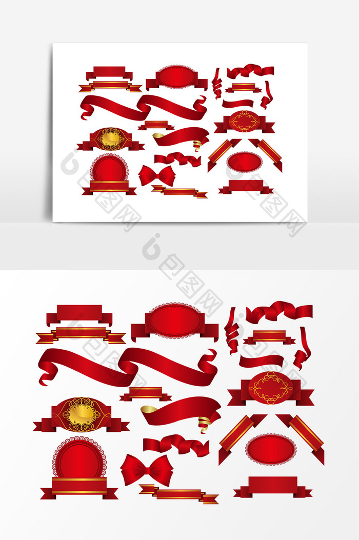 红色丝带标签设计素材