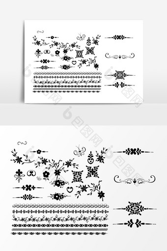 黑色欧式装饰花纹花边设计元素图片