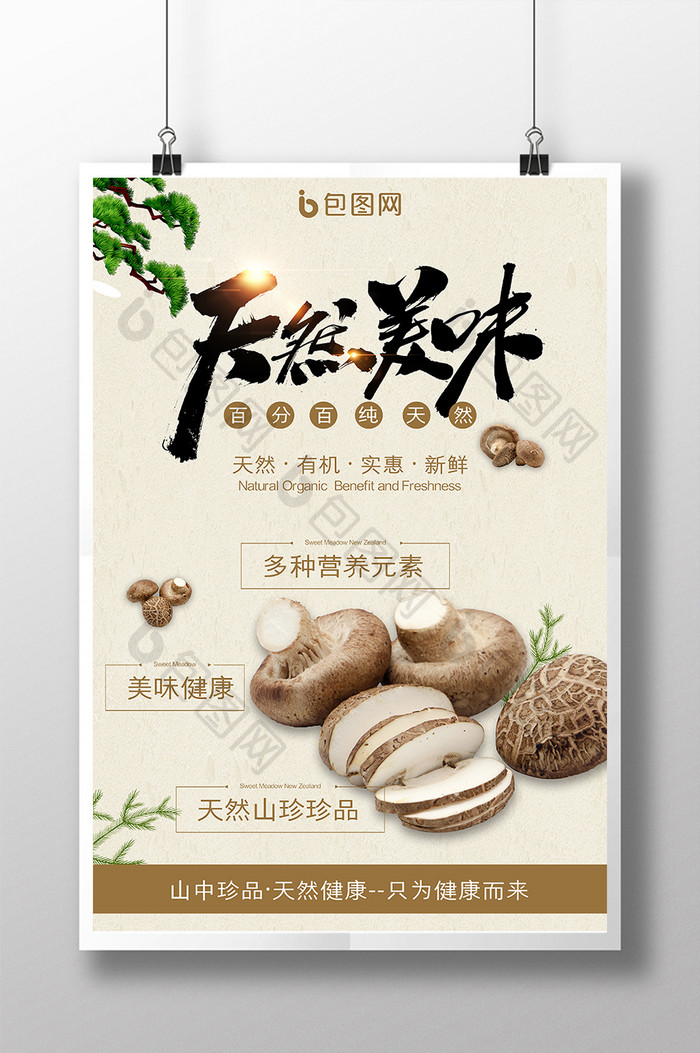 有机蔬菜天然香菇山珍海报