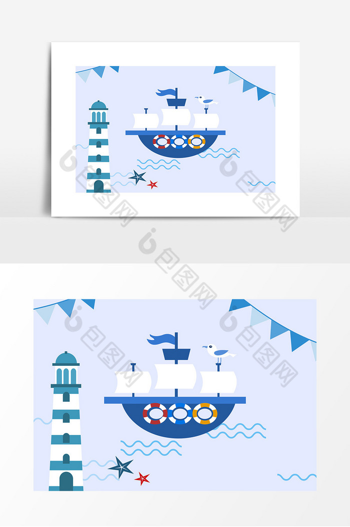 航海日航海帆船灯塔装饰图片图片