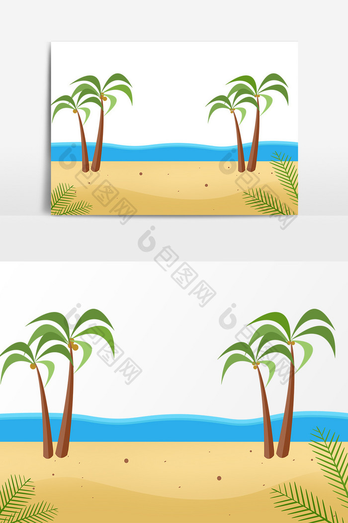 沙滩海洋椰子树植物元素