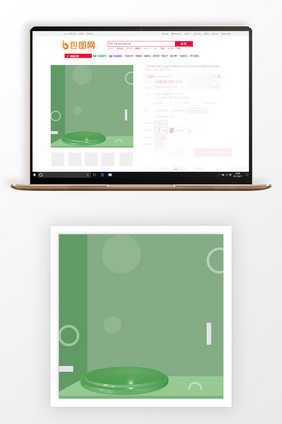 简约立体绿色春日商品主图背景