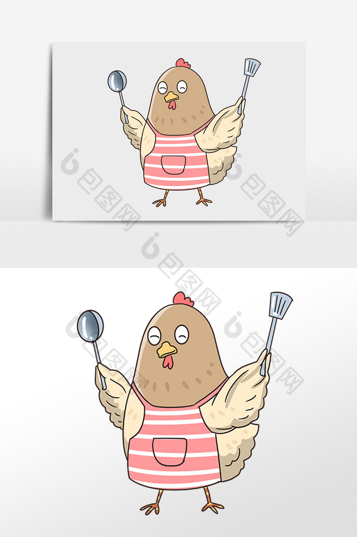 家禽母鸡厨师插画图片图片
