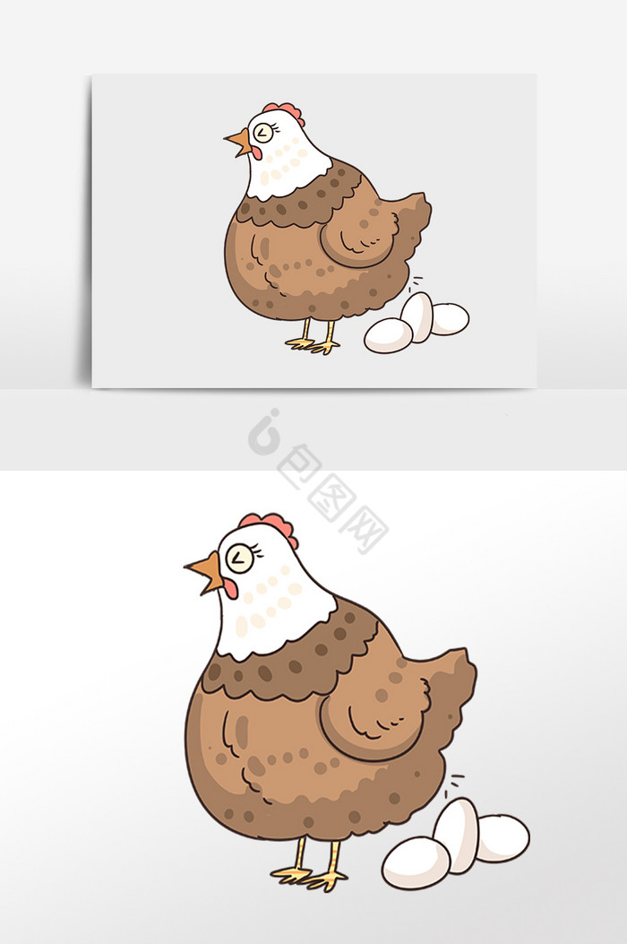 家禽母鸡下蛋插画图片