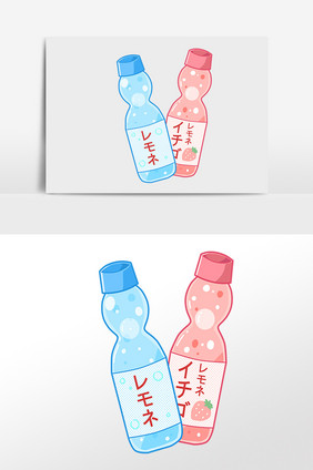 手绘日本饮品弹珠汽水插画