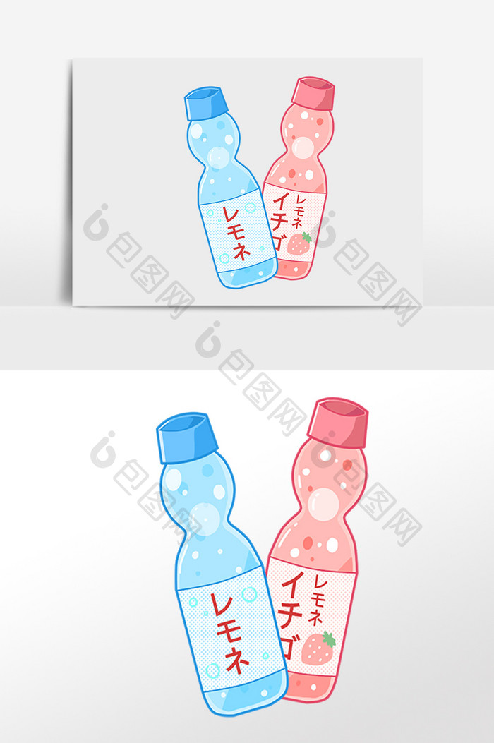 手绘日本饮品弹珠汽水插画