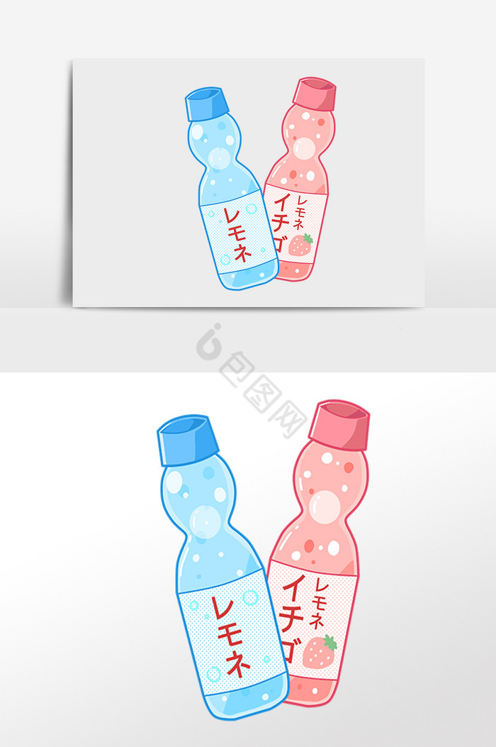 日本饮品弹珠汽水插画图片