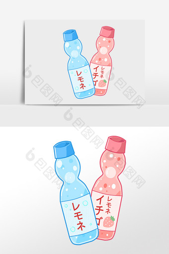 手绘日本饮品弹珠汽水插画图片