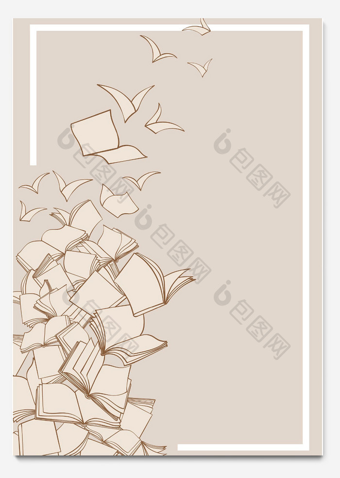 可爱简约书本毕业季信纸背景word模板