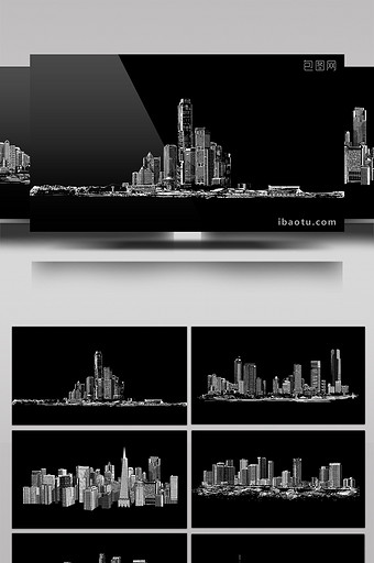 15款剪影城市出现动画特效元素素材视频图片