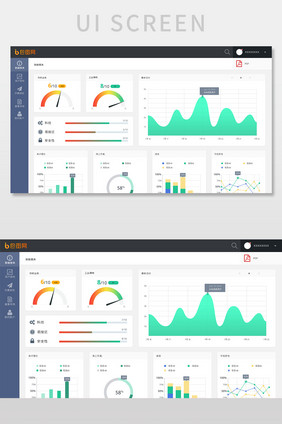 绿色渐变数据报表数据可视化UI网页界面