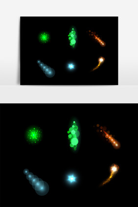 手绘彩色光效设计素材