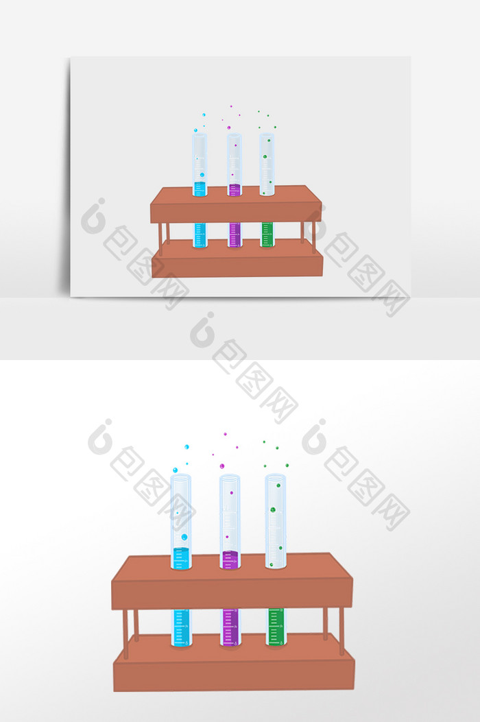 手绘实验化验试管组合插画