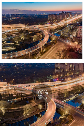 北京二环路上的车流夜景图