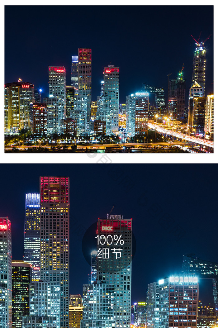 繁华现代的北京国贸CBD夜景摄影图