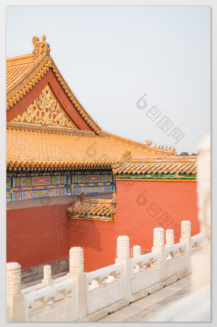 故宫红墙汉白玉石柱护栏摄影图片图片