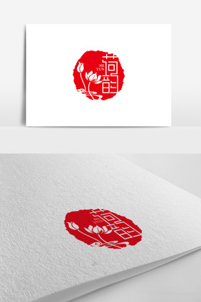 中国风荷韵标志logo设计