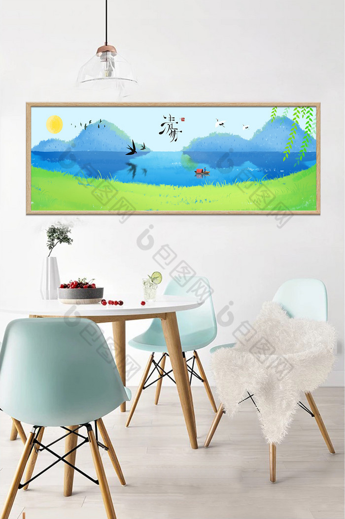 清明节山水风景燕子客厅装饰画图片图片