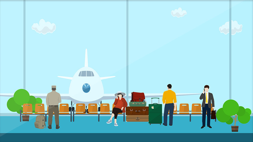 机场候机室扁平化动图