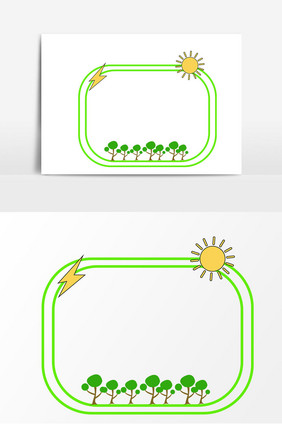 卡通绿色植物边框设计