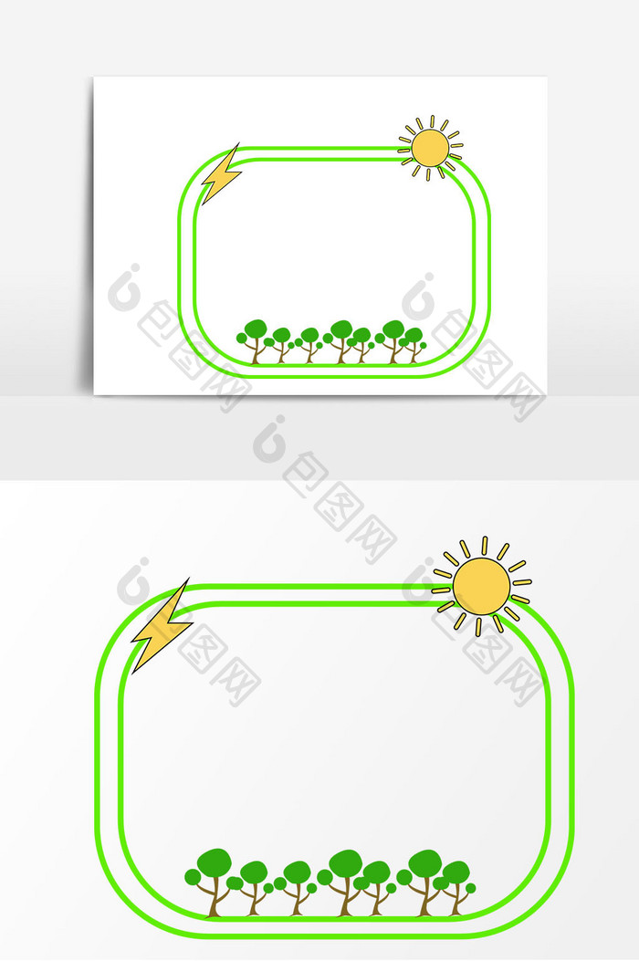 卡通绿色植物边框设计