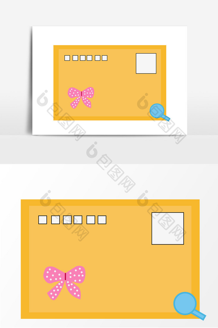手绘黄色信封元素设计