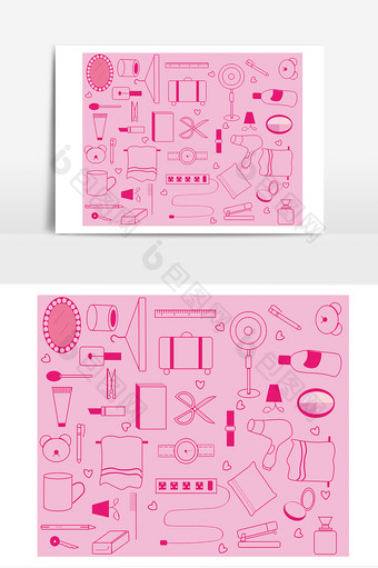 粉色生活用品简笔画元素图片