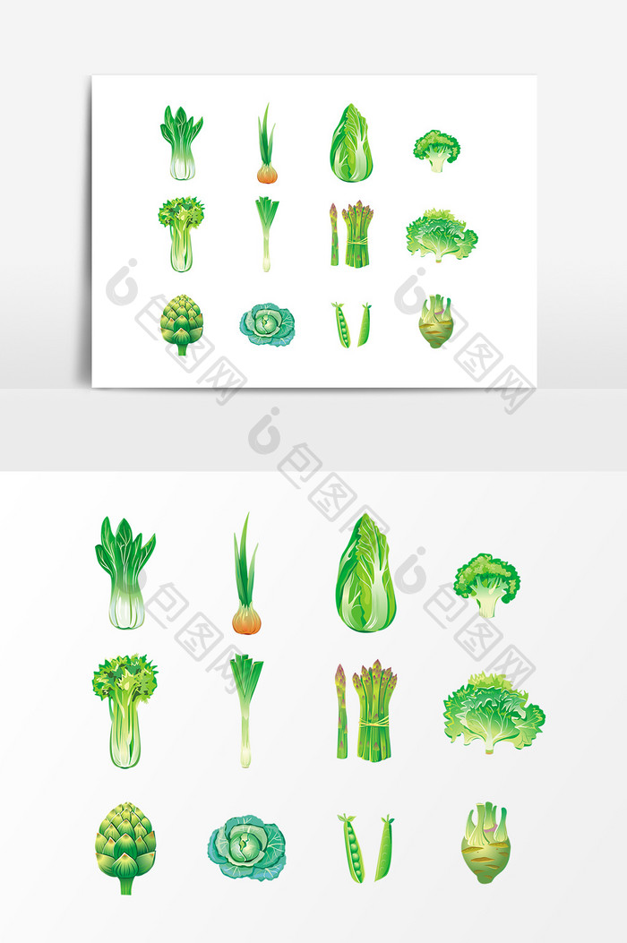 手绘绿色蔬菜设计素材