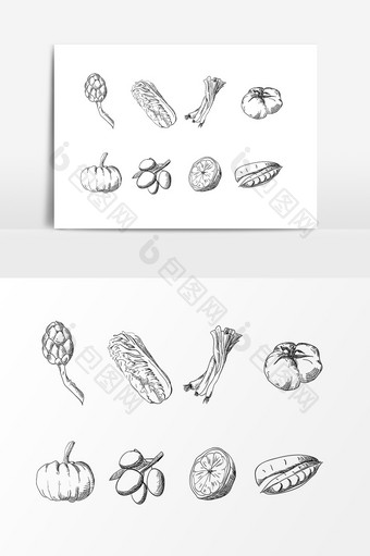 手绘素描食物食材蔬菜元素图片