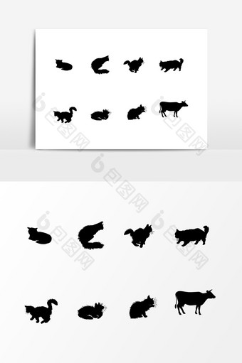 黑色动物剪影元素图片