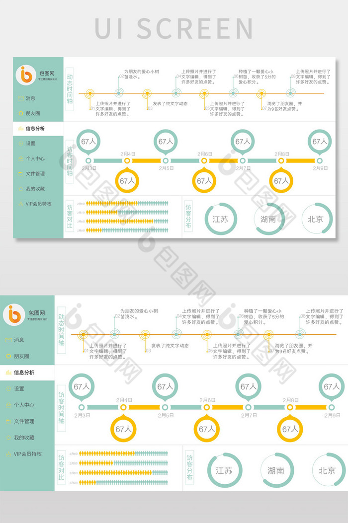 绿色清新个人信息数据可视化界面图片图片