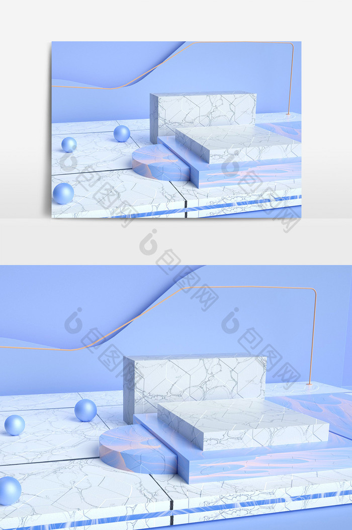 C4D海报暖色调场景模型（OC渲染）